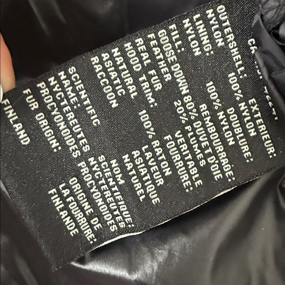 SAM raccoon genuine fur hood down puffer black jacket - Picture 13 of 16